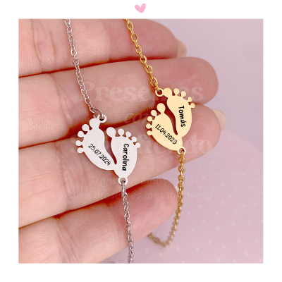 Pulseiras coração puzzle prata e dourado com gravações personalizadas