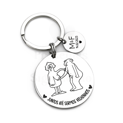 Porta-chaves metálico com desenhos e texto