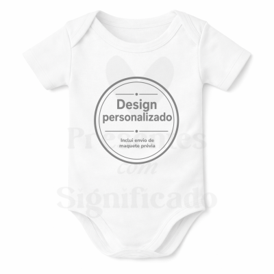 Body bebé branco com texto Design personalizado e Inclui envio de maquete prévia no centro