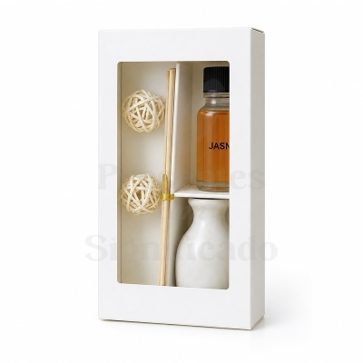 Conjunto de difusor de aromas com frasco, palitos de madeira e bolas decorativas