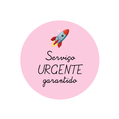 Foguetão vermelho e texto 'Serviço URGENTE garantido' em fundo rosa