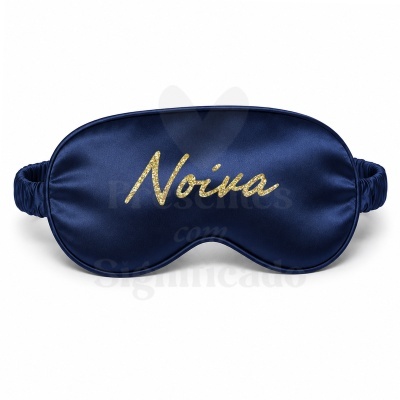Máscara de dormir azul com texto dourado Noiva