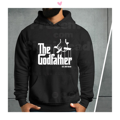 Sweatshirt preta com estampa branca 'The Godfather' e gráfico de mãos com cordas de marioneta