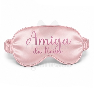Máscara de dormir cor-de-rosa com texto Amiga da Noiva