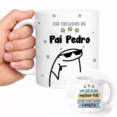 Caneca branca personalizada para Pai com texto e desenho