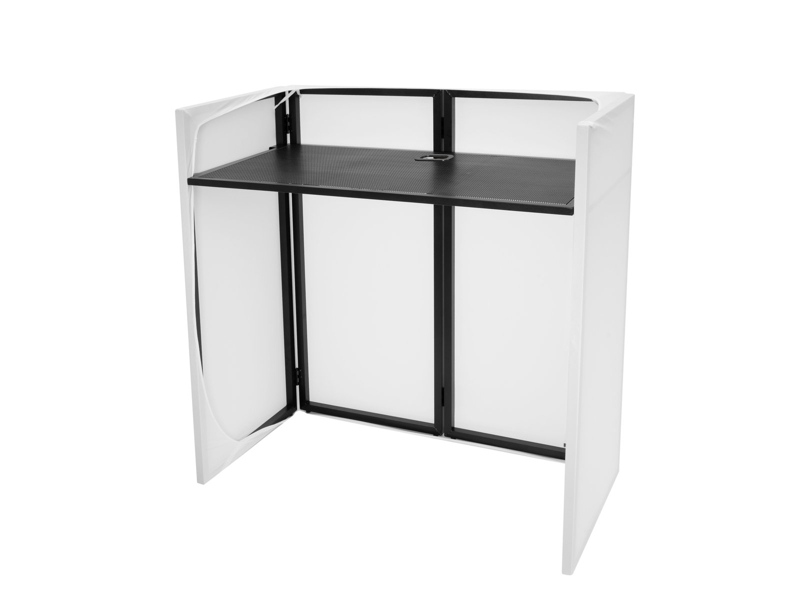 OMNITRONIC Compact Mobile DJ Stand incl. Cover Secretária moderna branca e preta com tampo quadrado negro