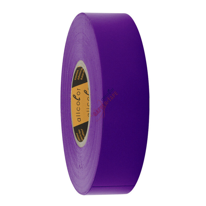 PVC Insulation Tape 592 purple - Tough tear proof LD-PVC foil tape, 19 mm, purple Rolo de fita adesiva roxa em fundo branco