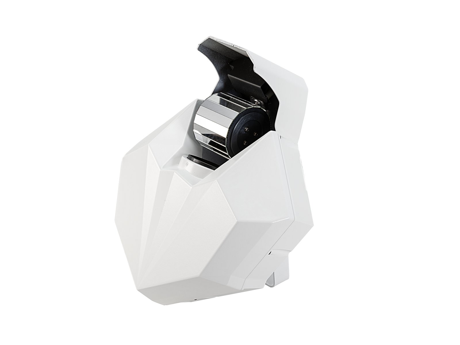 EUROLITE LED CAT-80 Beam Effect wh Máquina branca com tampa preta e rolo visível, fundo branco