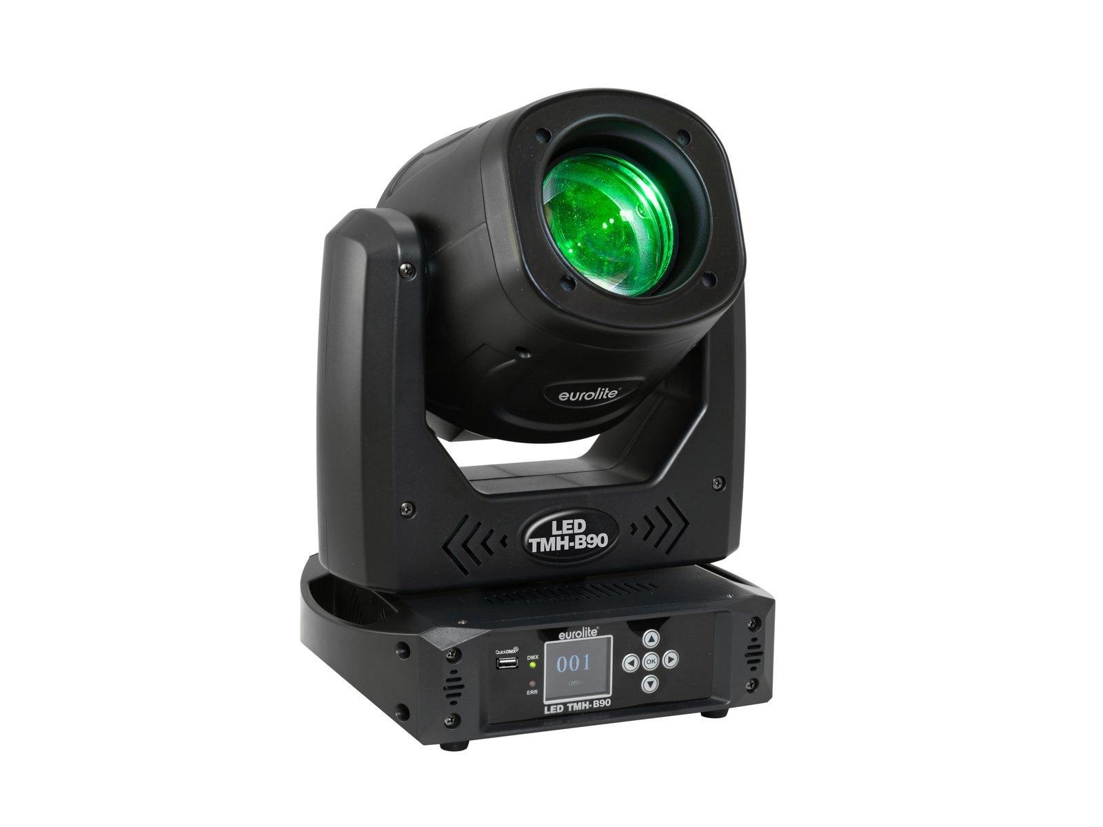 EUROLITE LED TMH-B90 Moving-Head Beam Cabeça de iluminação LED preta com lente verde e display digital