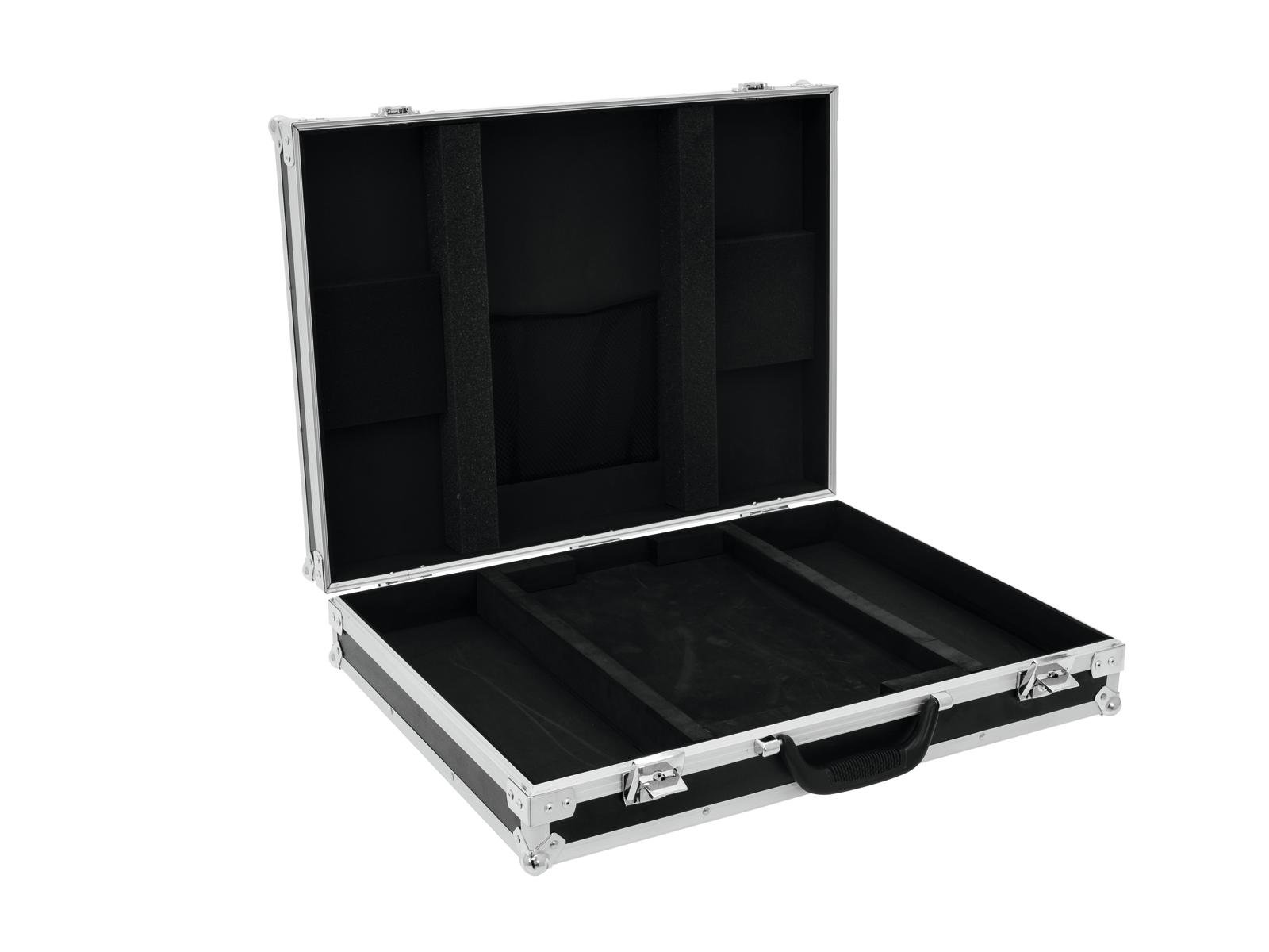 ROADINGER Laptop Case LC-15A Estojo de transporte retangular aberto com interior preto acolchoado e estrutura metálica prateada