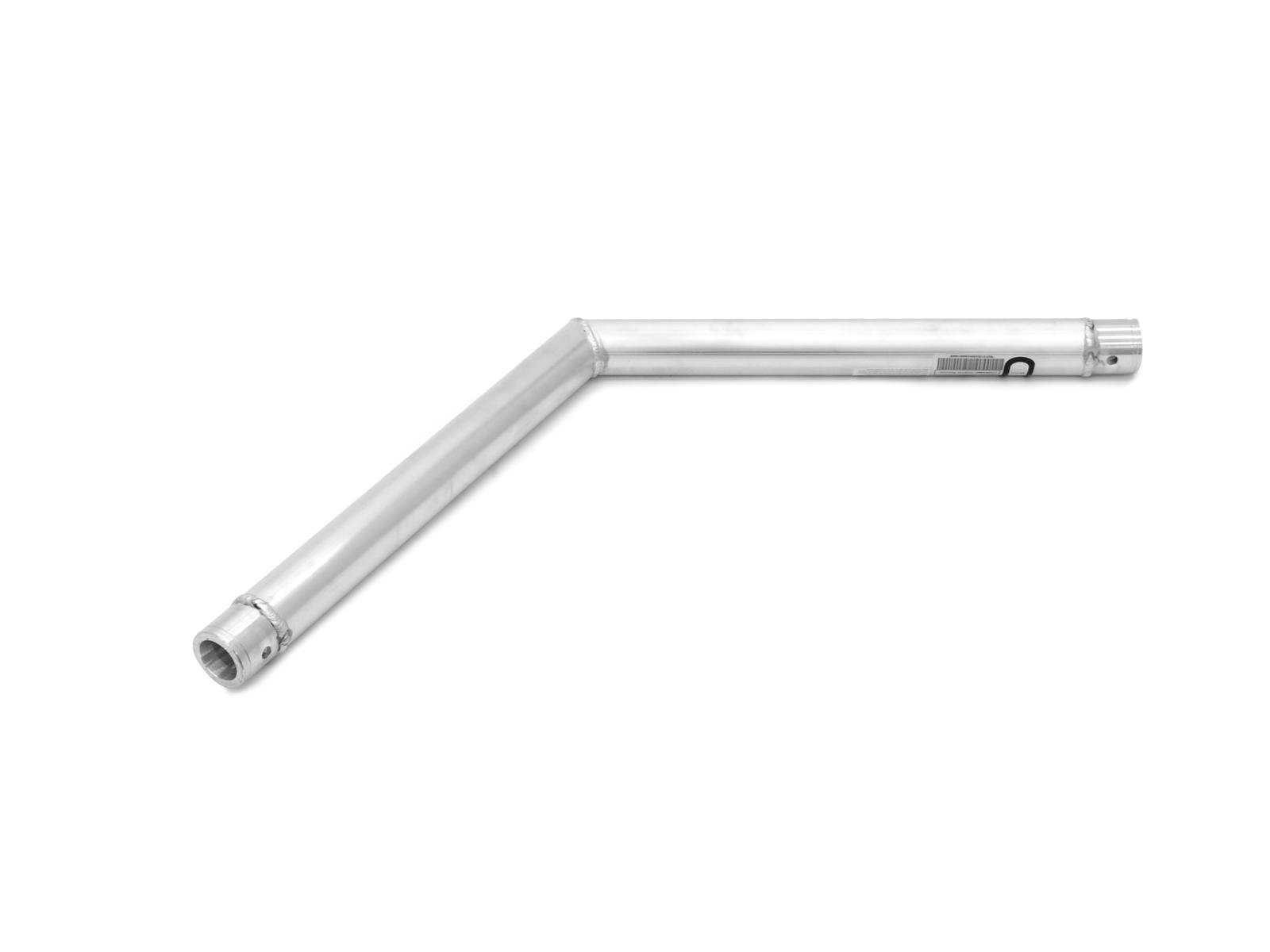 ALUTRUSS SINGLELOCK SPAC-22 QUICK-LOCK Corner 120° Tubo de metal prateado em ângulo sobre fundo branco