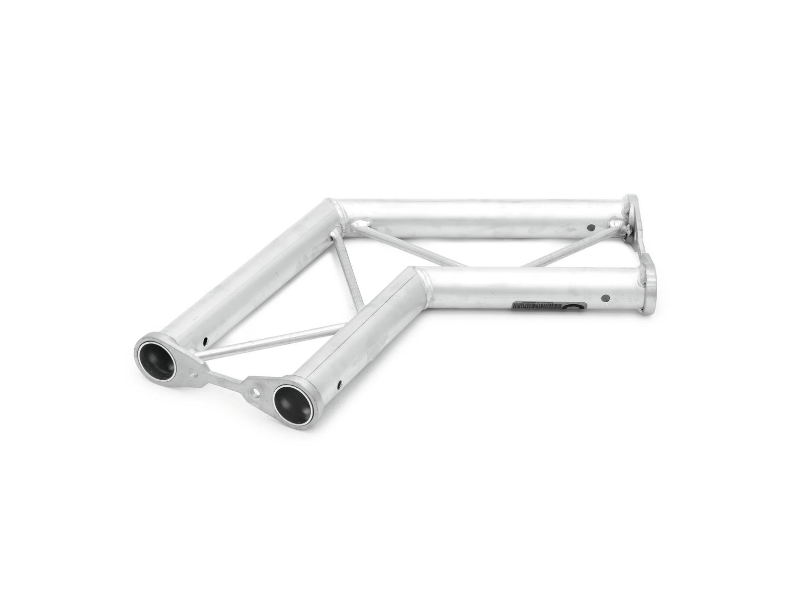 ALUTRUSS BISYSTEM PH-22 2-way 120° horizontal Peça metálica prateada com tubos e ranhuras em fundo branco