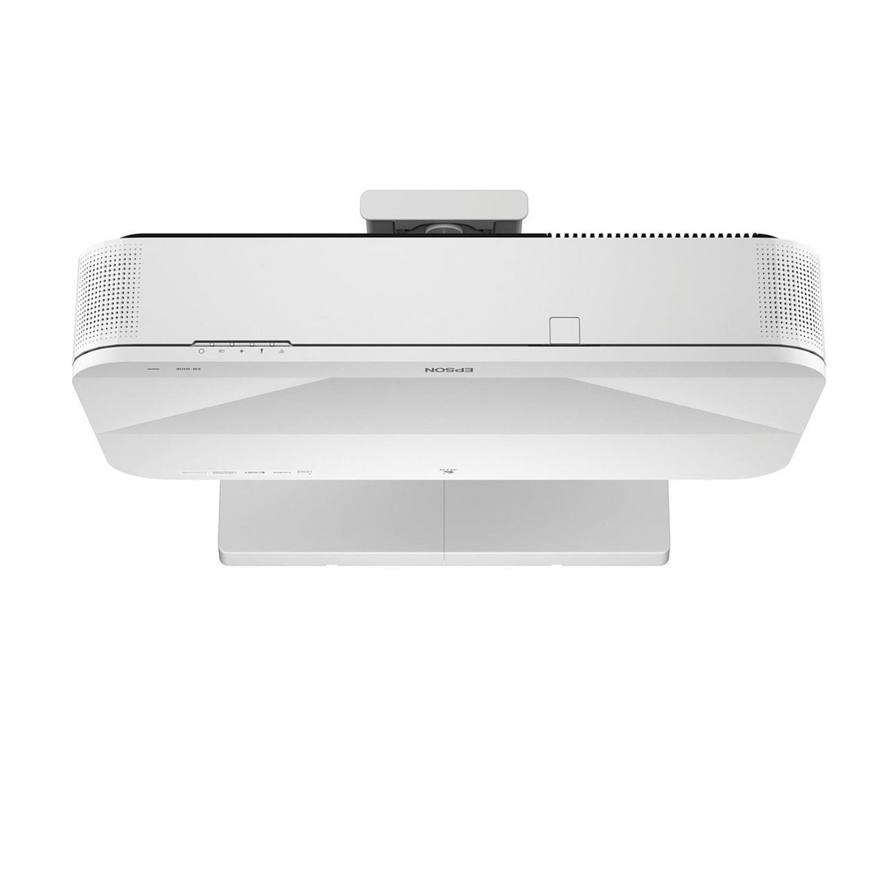 Epson - EB-810E Projetor branco XGIMI com design moderno e texturas perfuradas nas laterais.