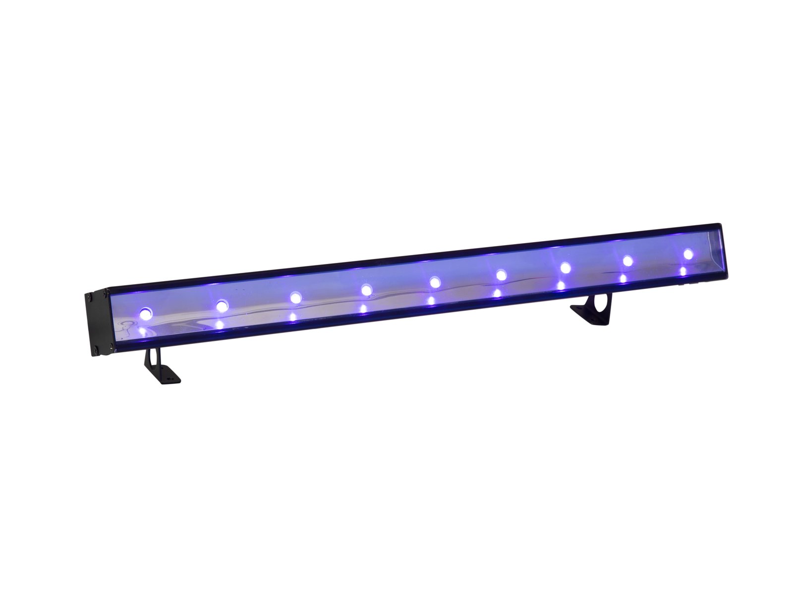 EUROLITE LED BAR-9 UV 9x3W Barra luminosa LED preta com luzes azuis e suportes