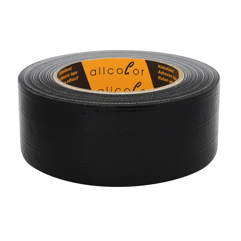 All Purpose Tape 402 black - Heavy duty, waterproof, plastic coated fabric tape, black, 48 mm Rolo de fita adesiva preta com etiqueta laranja no interior