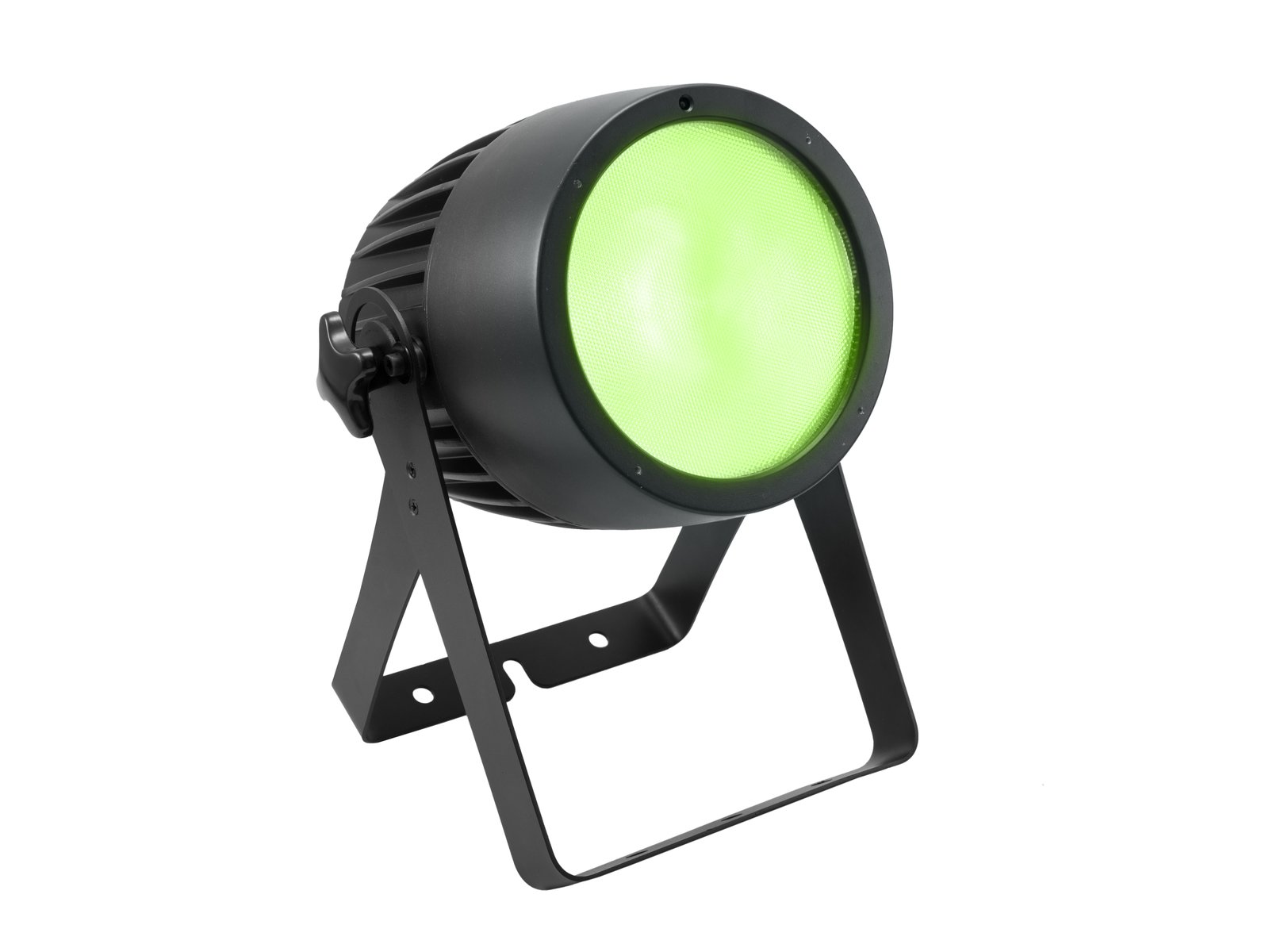 EUROLITE LED Theatre COB 200 RGB+WW Refletor LED verde com estrutura preta em fundo branco