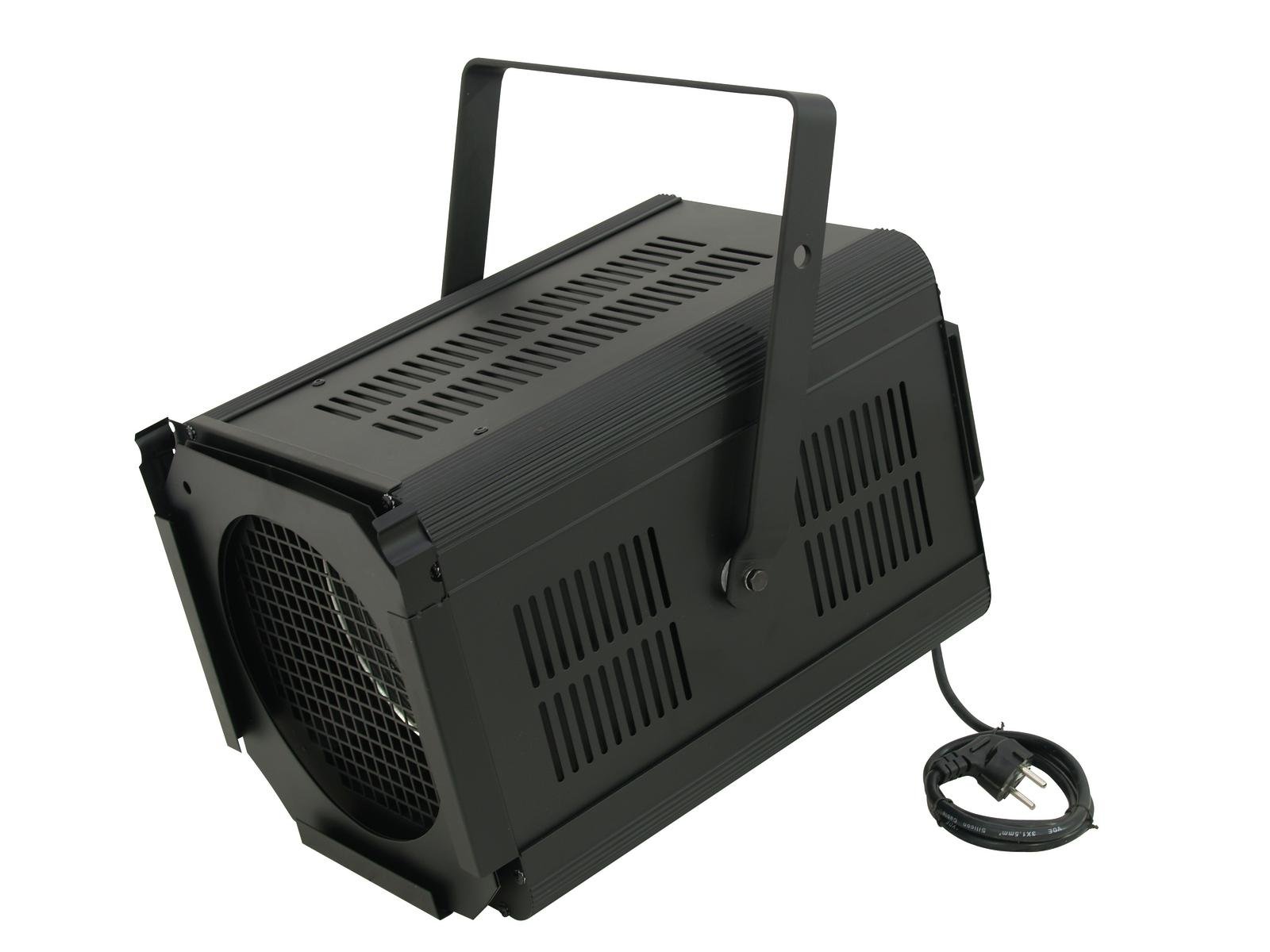EUROLITE Theatre Spot 2000 Antihalo bk Projetor de luz preto com suporte ajustável e cabo