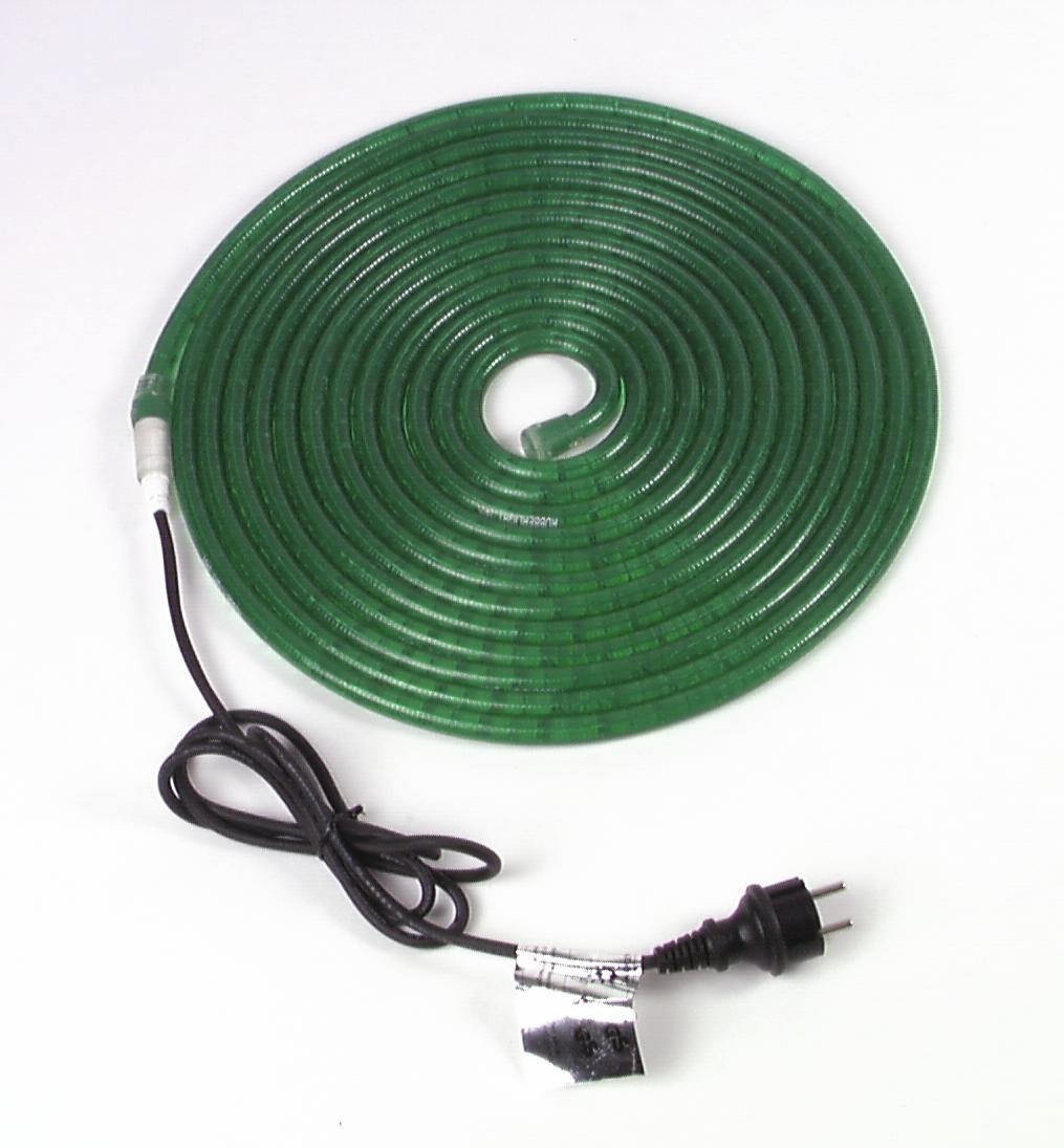 EUROLITE RUBBERLIGHT RL1-230V green 9m Resistência flexível verde enrolada com cabo e plugue elétrico preto