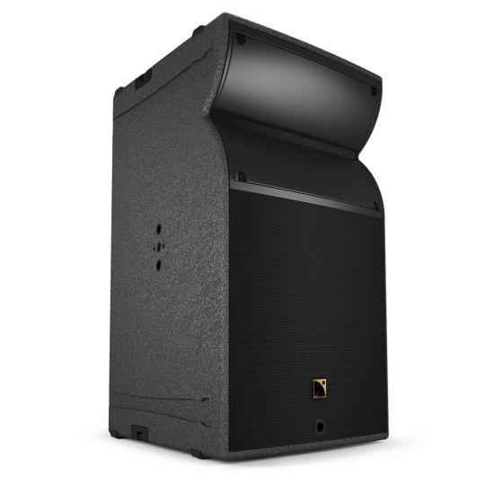 L-Acoustics - A15 Focus - 2-way 10° enclosure Coluna de som profissional preta com grade frontal e símbolo dourado