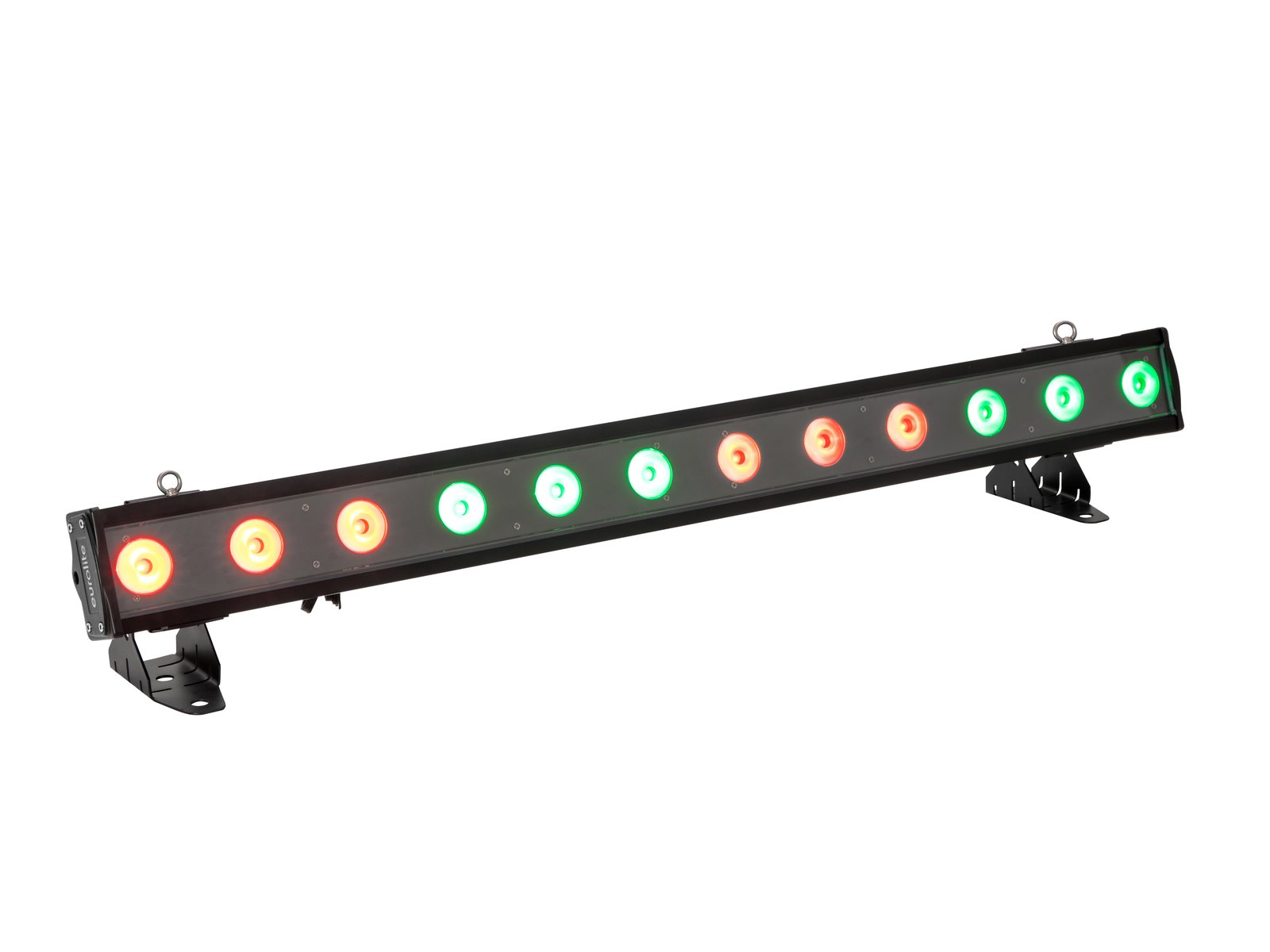 EUROLITE LED IP T-PIX 12 HCL Bar Barra de luz LED com LEDs coloridos em verde, laranja e vermelho, com suportes ajustáveis