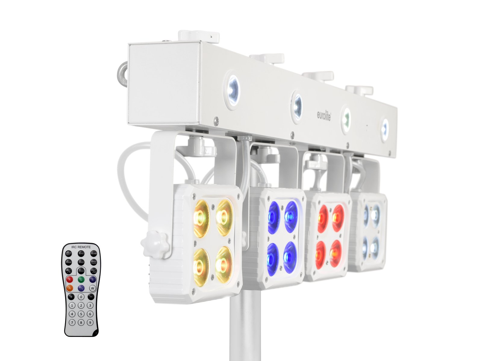 EUROLITE LED KLS-180 Compact Light Set wh Sistema de iluminação LED com painéis de luz coloridos e comando remoto