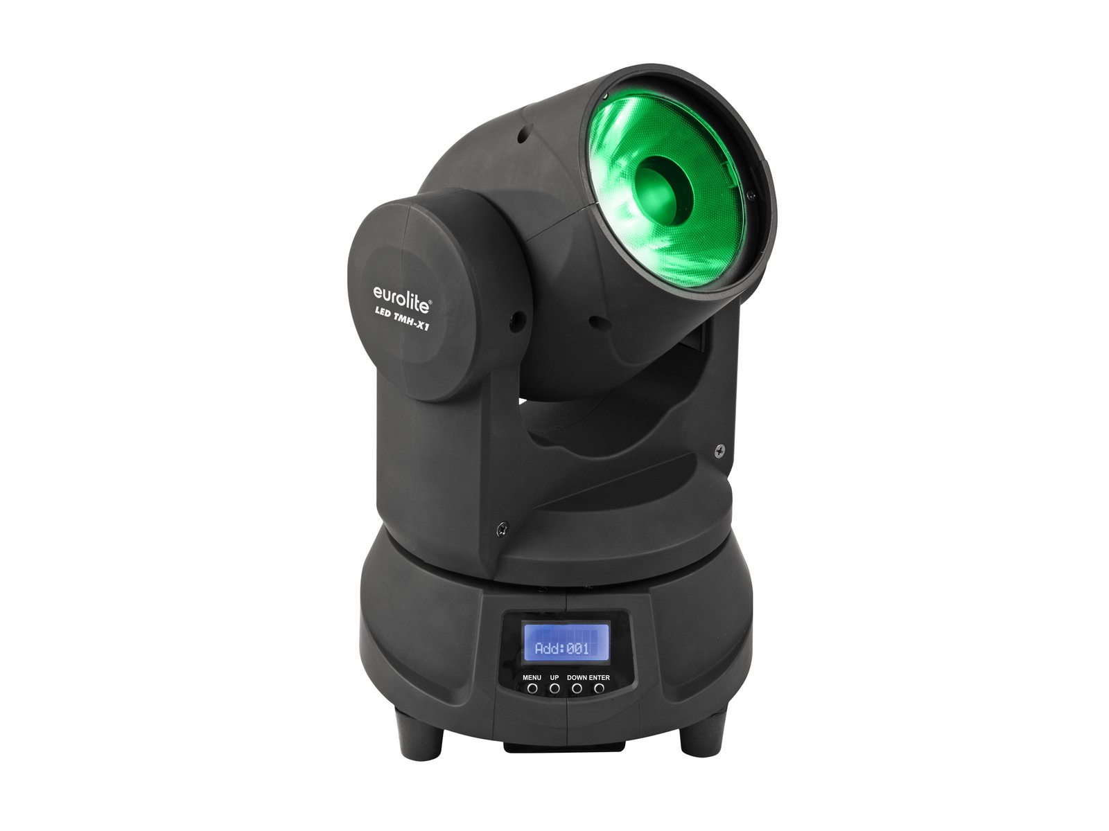 EUROLITE LED TMH-X1 Moving Head Beam Luz de palco móvel preta com lente verde e display digital