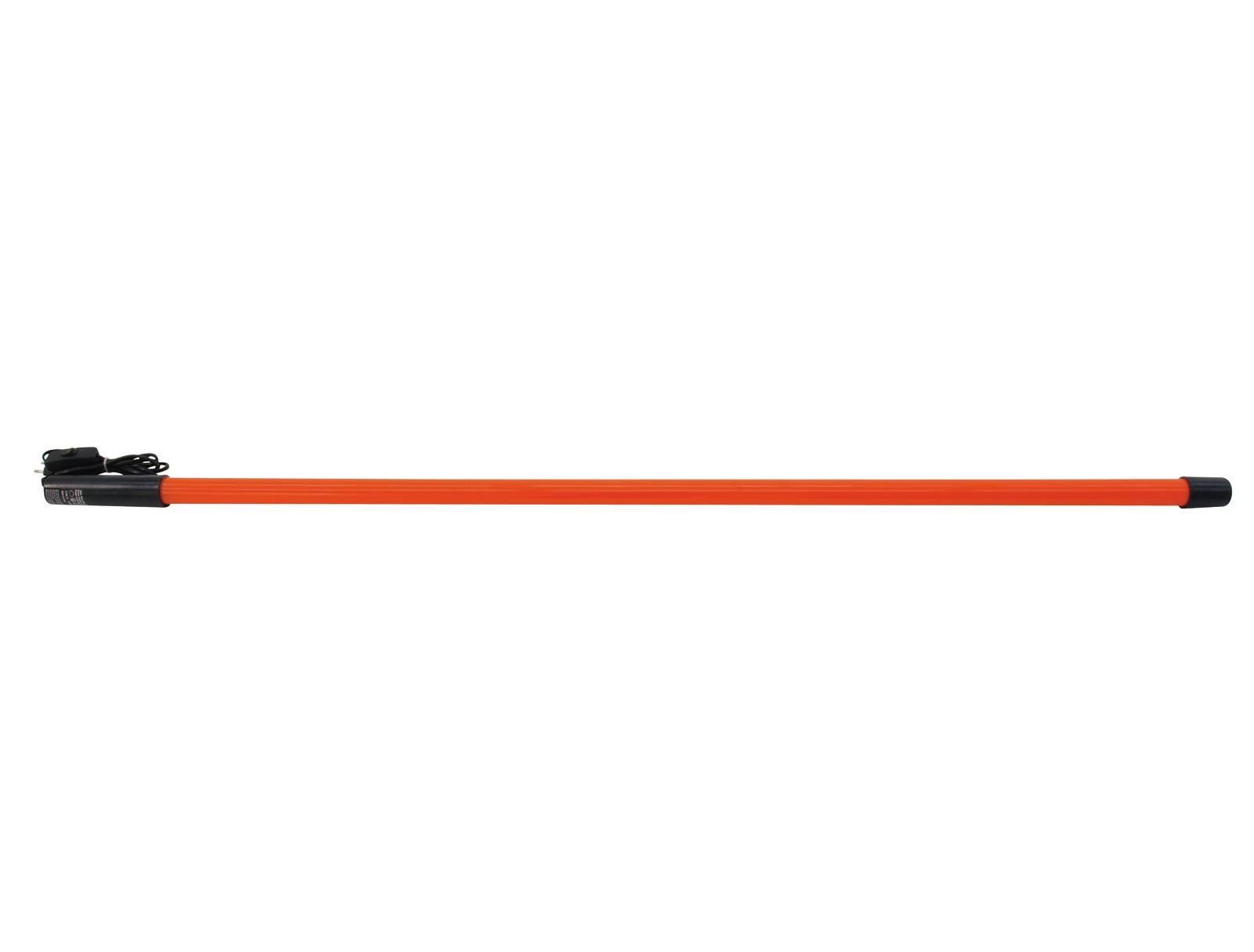 pack 6 units EUROLITE Neon Stick T8 36W 134cm orange L Barra de extensão laranja com ponta preta e mecanismo de bloqueio em fundo branco