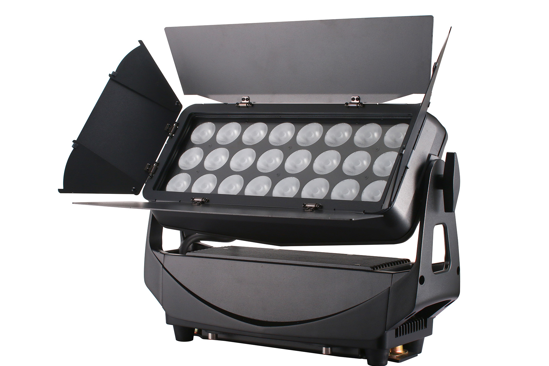 FOS F3 PRO Projetor de luz LED preto com 24 lentes circulares e abas ajustáveis