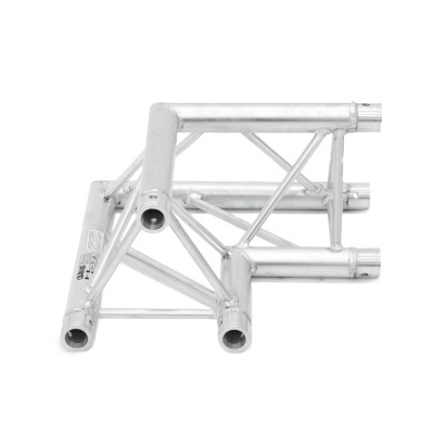 Estrutura metálica em alumínio prateado em forma de 'T' com reforços triangulares