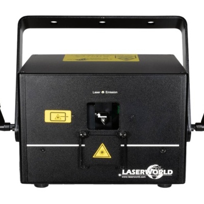 Dispositivo preto reto com etiquetas amarelas e suporte metálico sobre fundo branco