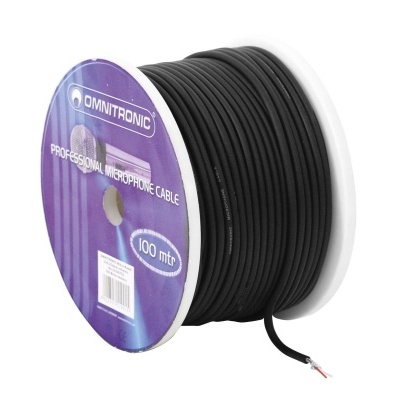 Carretel de cabo profissional para microfone preto Omnitronic 100 metros