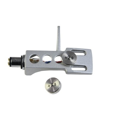 Cabeça de braço para gira-discos cinzenta com pesos ajustáveis