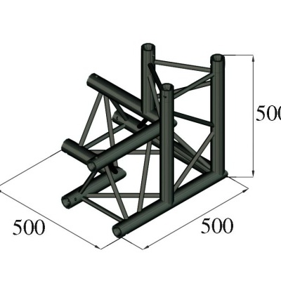 Estrutura metálica preta quadrada com tubos e medidas 500x500x500 mm