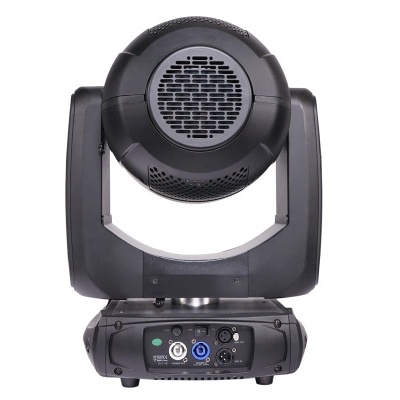 Luz profissional moving head preta com grelha circular branca