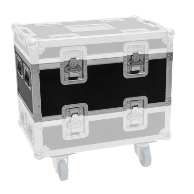 Caixa preta de transporte com rodas e fechos metálicos