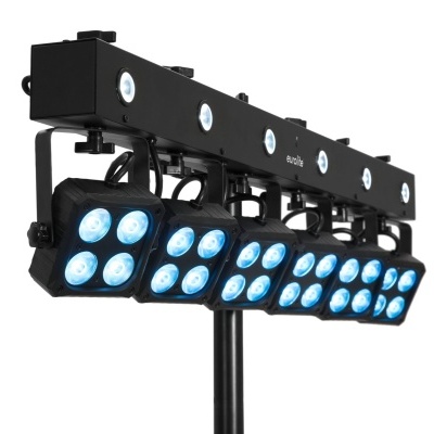 Sistema de iluminação profissional com LEDs azuis em estrutura preta