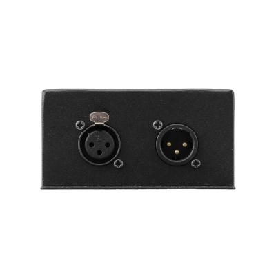 Conector áudio preto com duas tomadas XLR