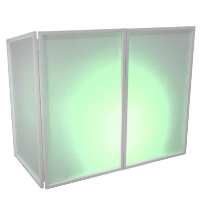 Biombo branco de três painéis com vidro fosco