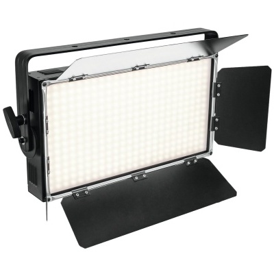 Painel de luz LED com portas articuladas em metal preto