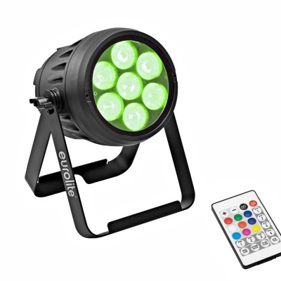 Refletor LED verde Eurolite com comando remoto colorido