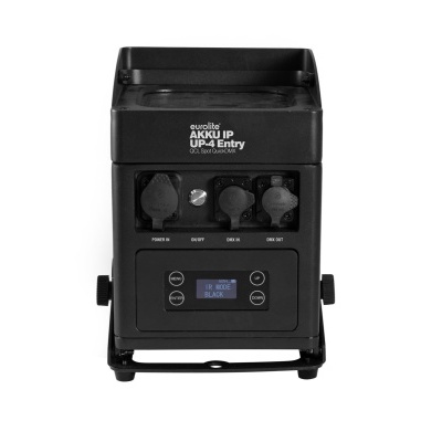 Dispositivo preto compacto com tomadas e display digital