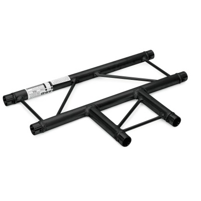 Estrutura metálica preta composite em forma de T com tubos e reforços triangulares