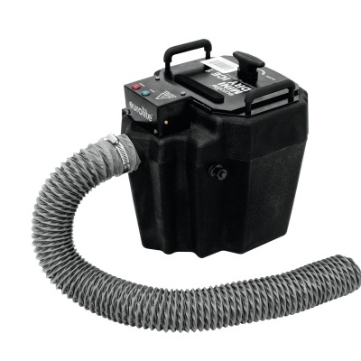 Unidade portátil preta com mangueira cinza extensível