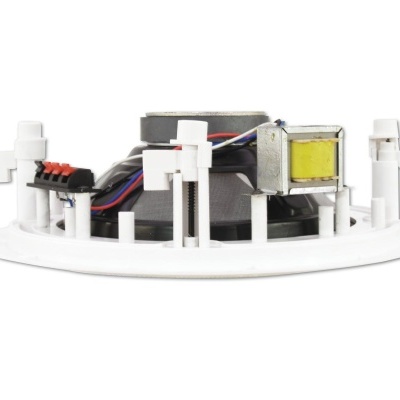 Altifalante embutido redondo com estrutura metálica e fios coloridos