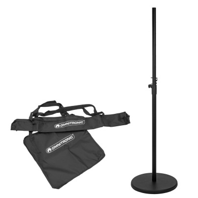 Suporte de microfone metálico preto e suporte-cintura em tecido preto OMNITRONIC