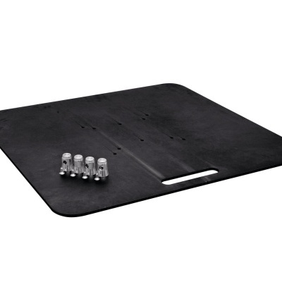 Base retangular preta com 5 parafusos prateados