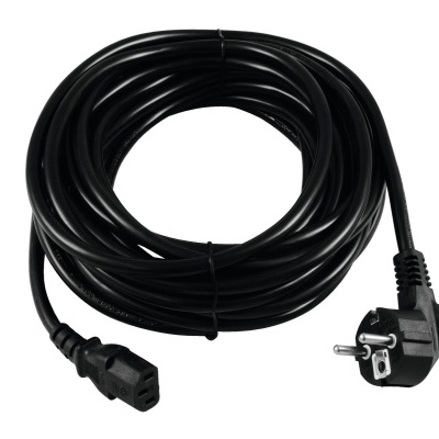 Extensão elétrica preta com cabo enrolado e plugues em ângulo