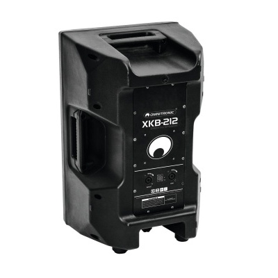 Coluna de som portátil preta com buttons e logótipo Audiotronic