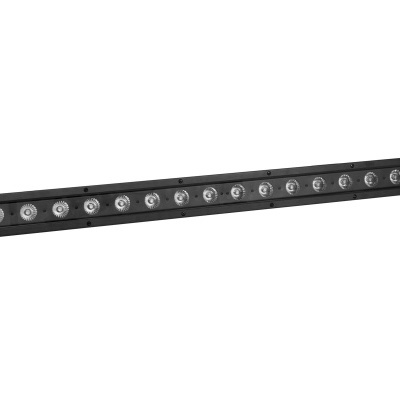 Barra de luz LED linear preta com 14 LEDs e suportes de montagem