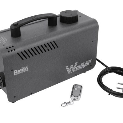 Máquina de fumo cinza com pega e comando à distância